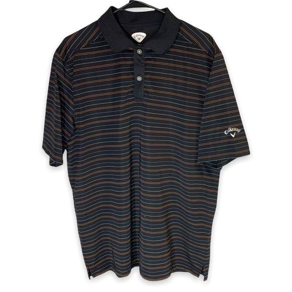 Callaway Other - Callaway Men's L Striped Golf Polo Shirt Black & Orange Stretch Moisture Wicking